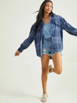 Cheap ???? Altar'D State River Fleece Plaid Shacket ????