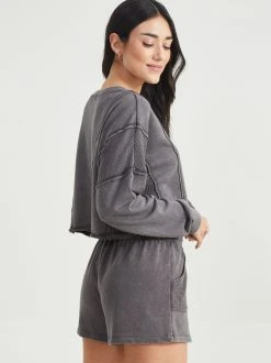 Outlet ???? Altar'D State Hailey Thermal Top ✨ -Altar'd State - shop 001890 A1942K652JI WASHED BLACK 03