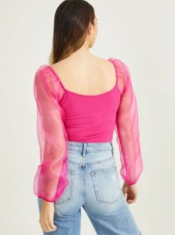 Flash Sale ???? Altar'D State Bella Puff Sleeve Bodysuit ???? -Altar'd State - shop 001926 QYDK4046A MZR FUCHSIA 04